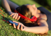 Using a sleep app in the park (Shutterstock)