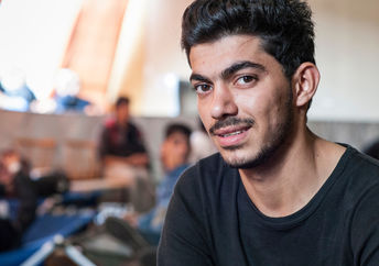 Young Syrian refugee at a camp in Passau, Germany