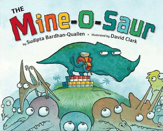 The Mine-O-Saur children's book that teaches values, such as generosity.