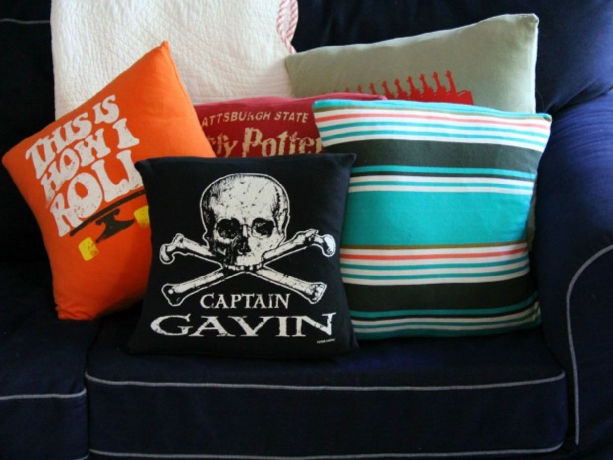 Upcycled pillow from tshirt is a diy home decor idea