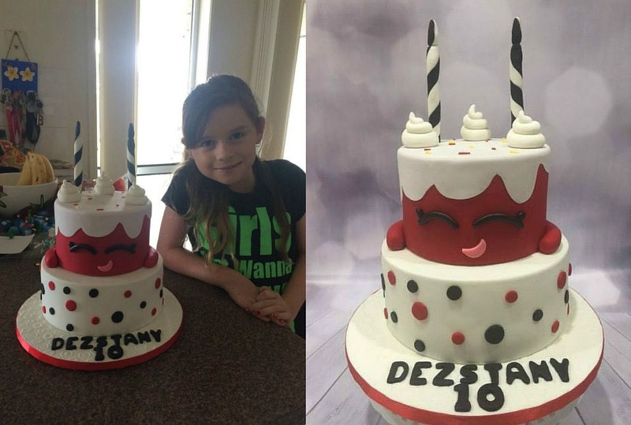 smiling girl with cake