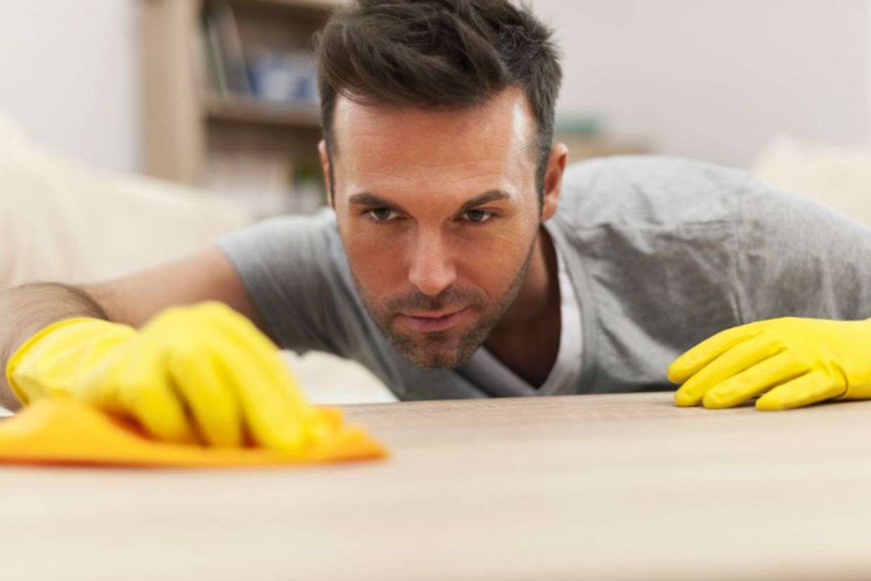 Man focusing on spring cleaning