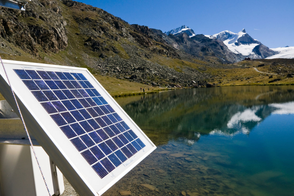 Solar panels in the Swiss alps