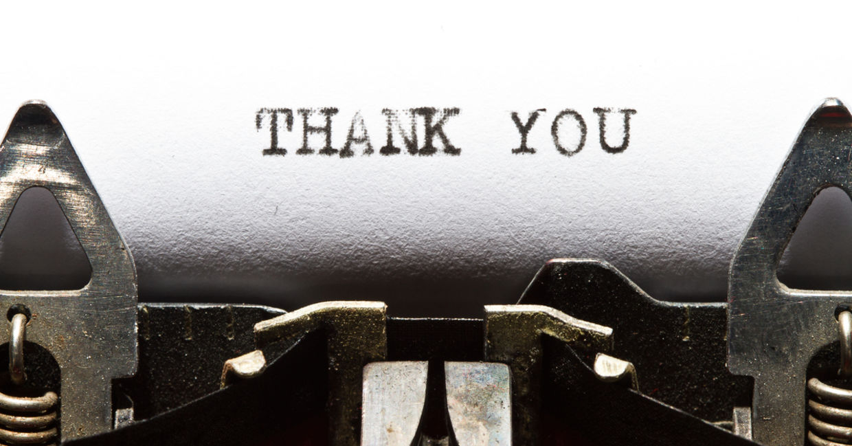 Typed thank you note
