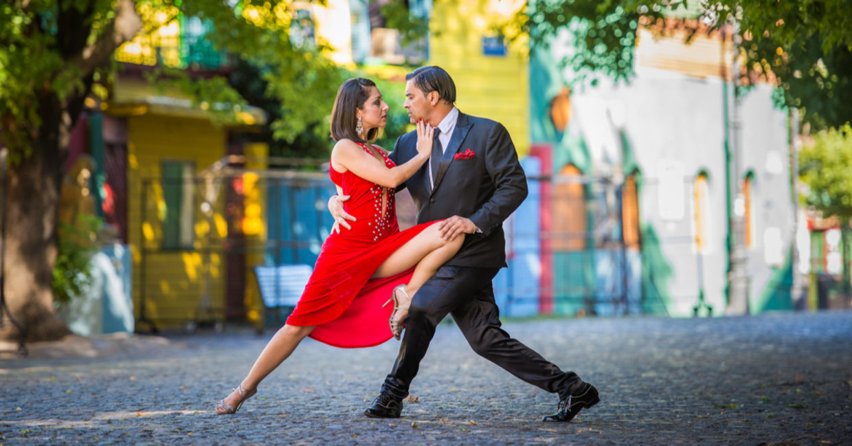 Two locals dancing tango on the streets of Buenos Aires