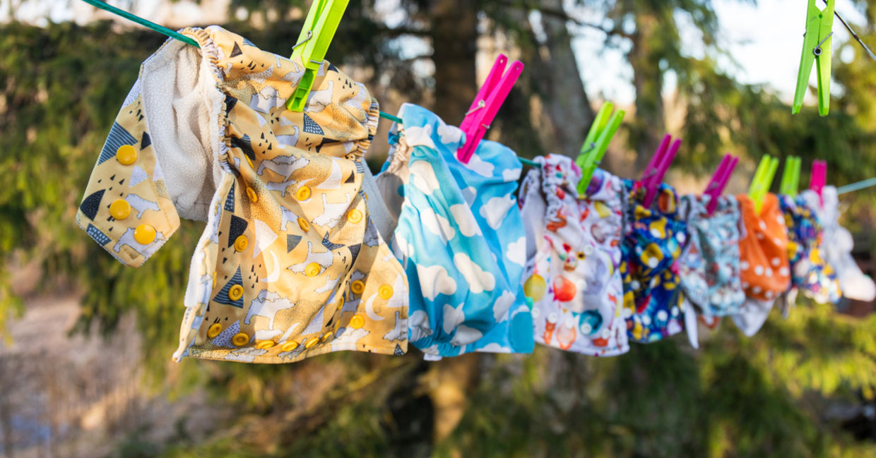 Hanging cloth diapers out to dry