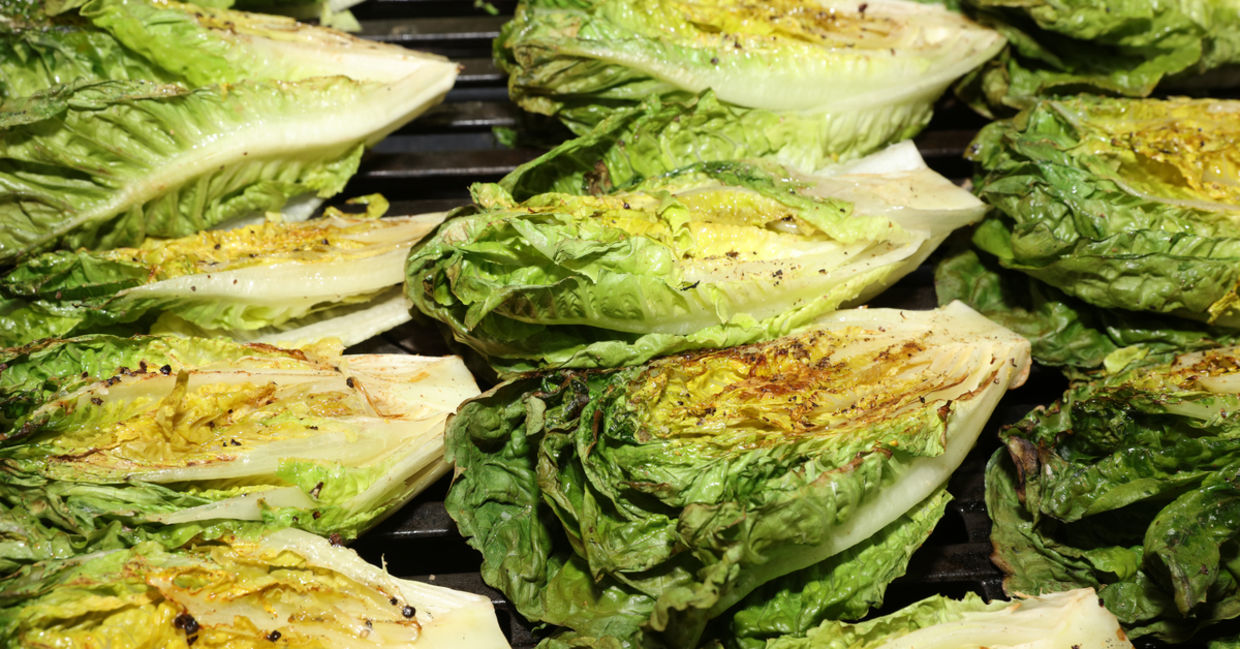 Grilled lettuce is part of a healthy meal.