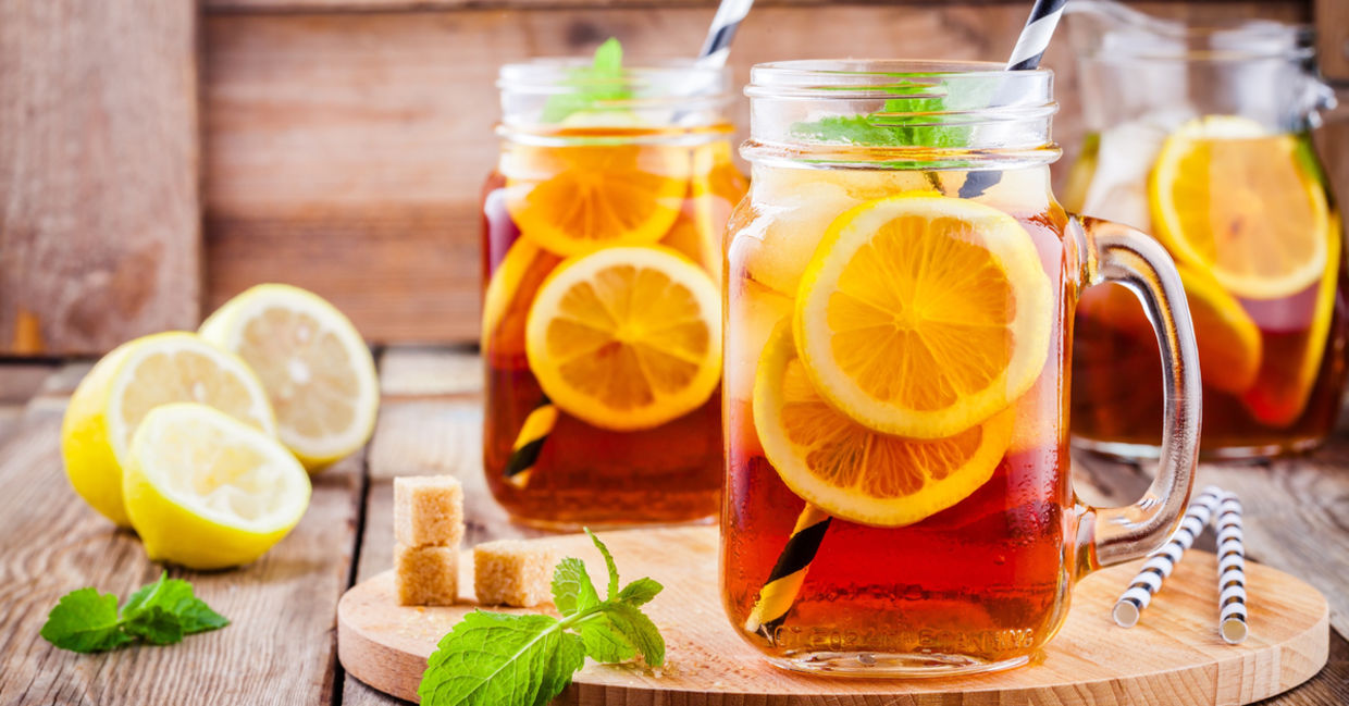 Drink iced tea on a hot day.