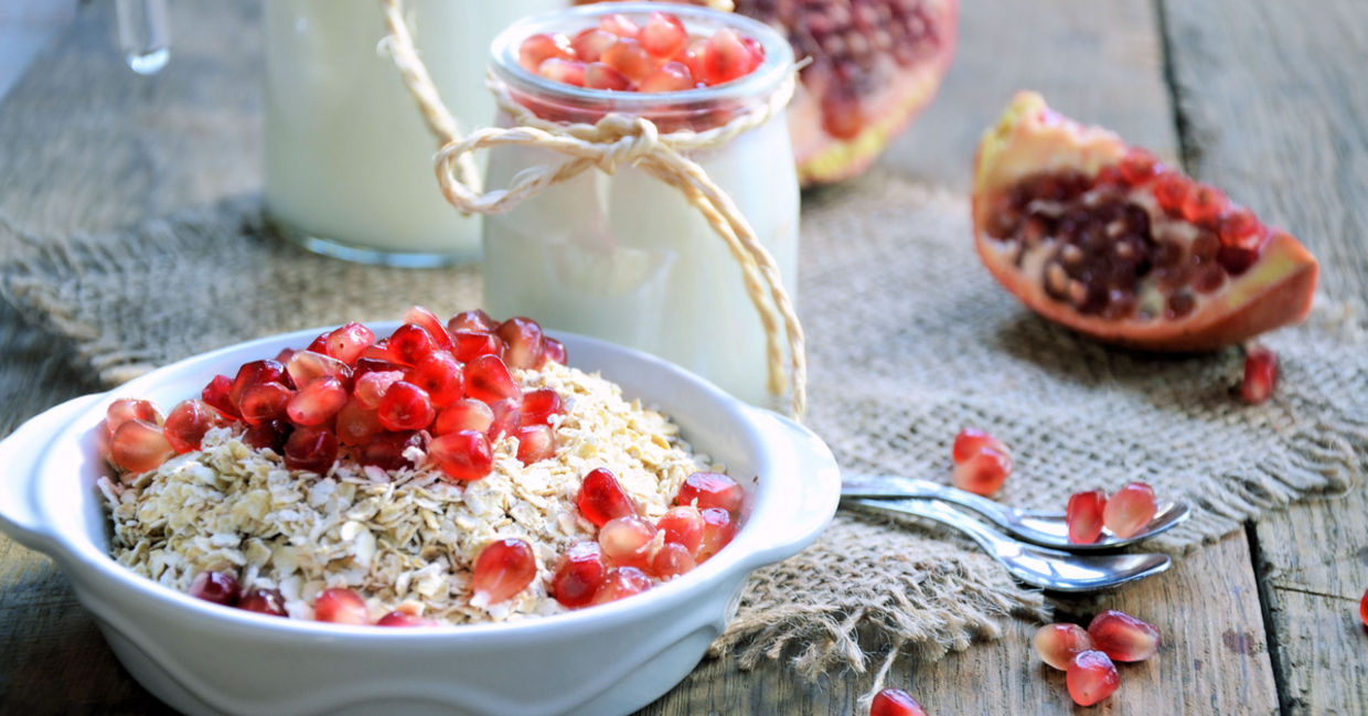 Add pomegranate seeds to your breakfast.