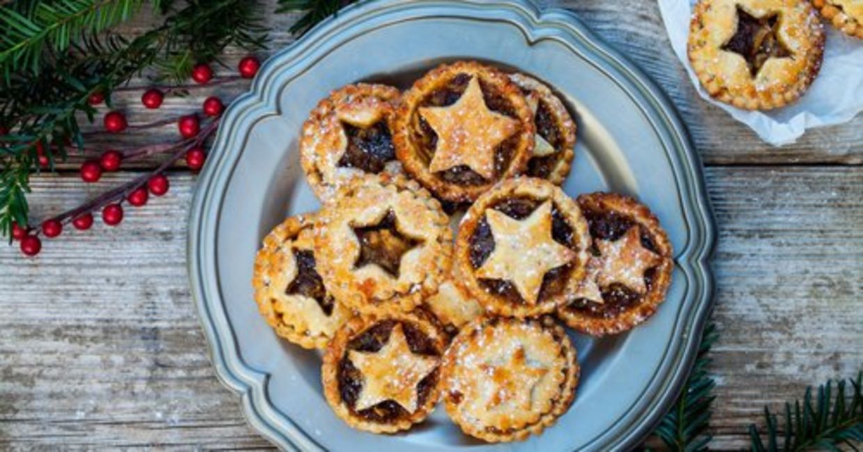 A plate of traditional Christmas mince pies.