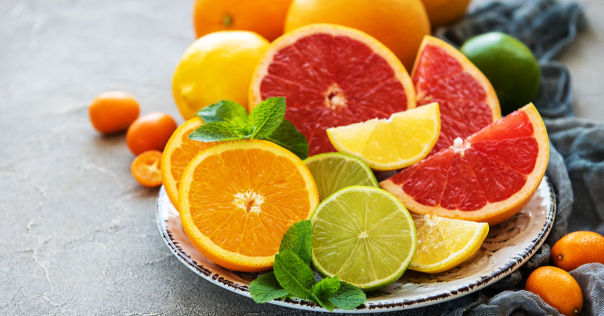 Citrus fruits are high in Vitamin C.