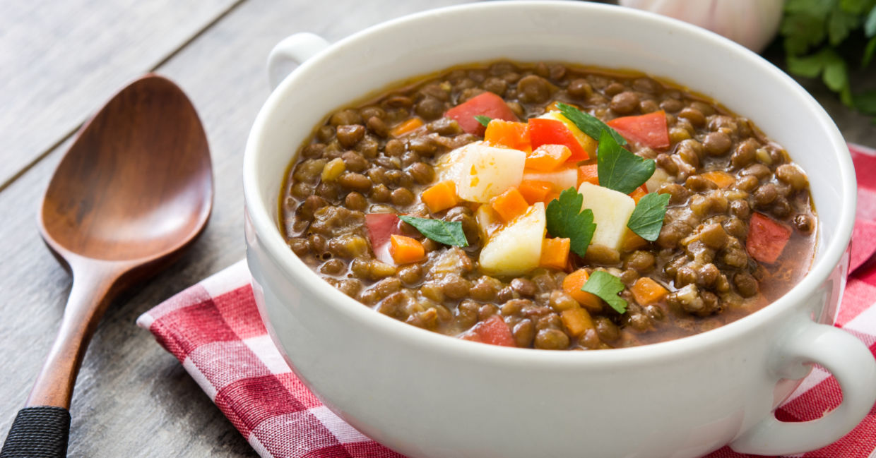 Healthy vegan lentil soup.