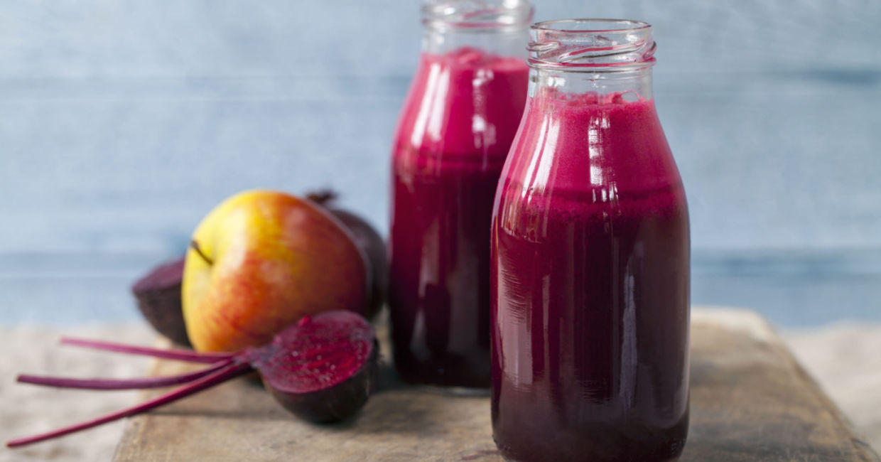 healthy Juice made beets, apples, and ginger.