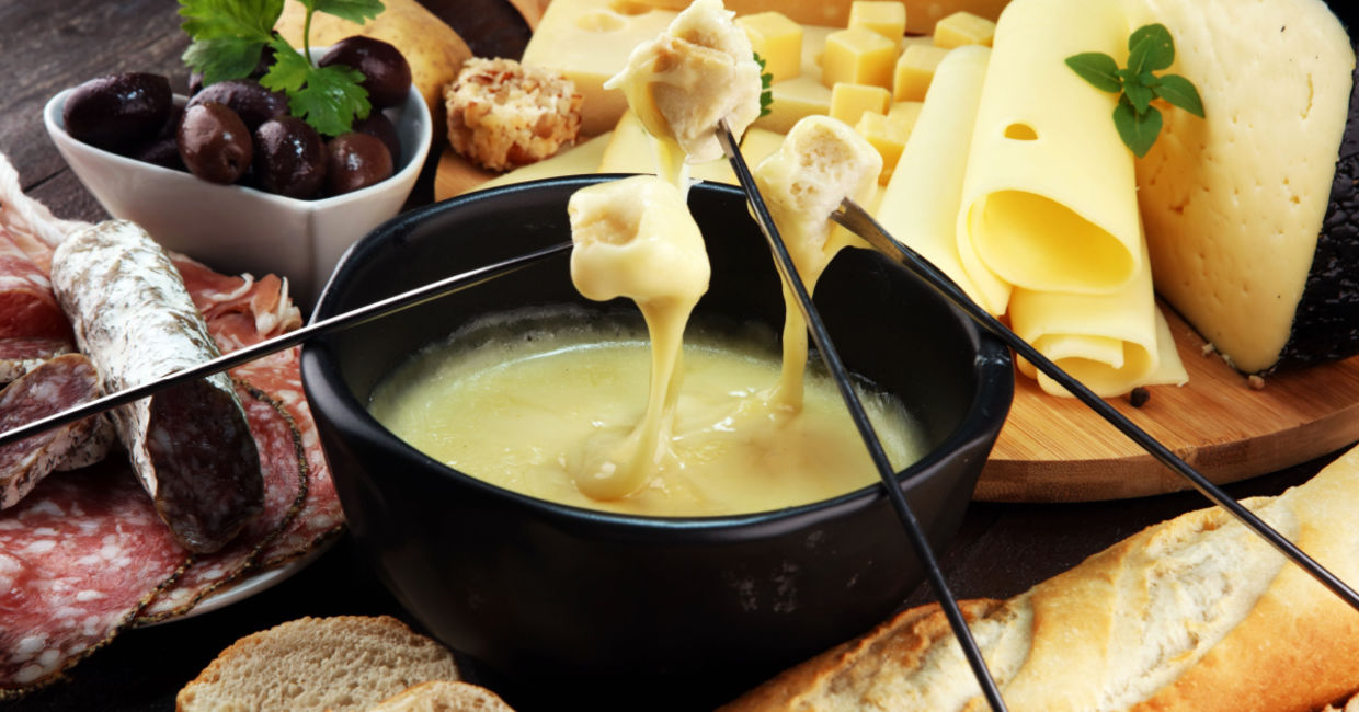 Swiss cheese fondue.
