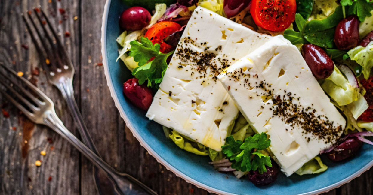 Greek salad with feta cheese.