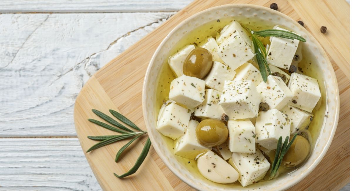 Feta cheese is part of the Mediterranean diet.