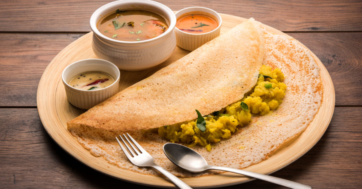 Indian crepe for breakfast.