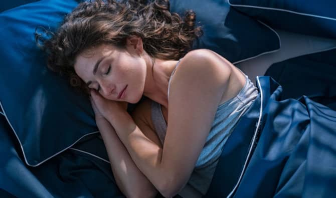 A woman sleeping.