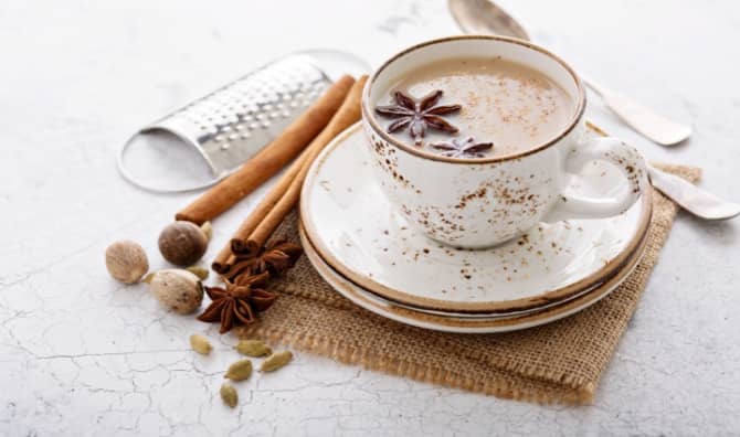 A cup of chai tea.