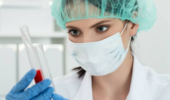 Testing samples in a lab.