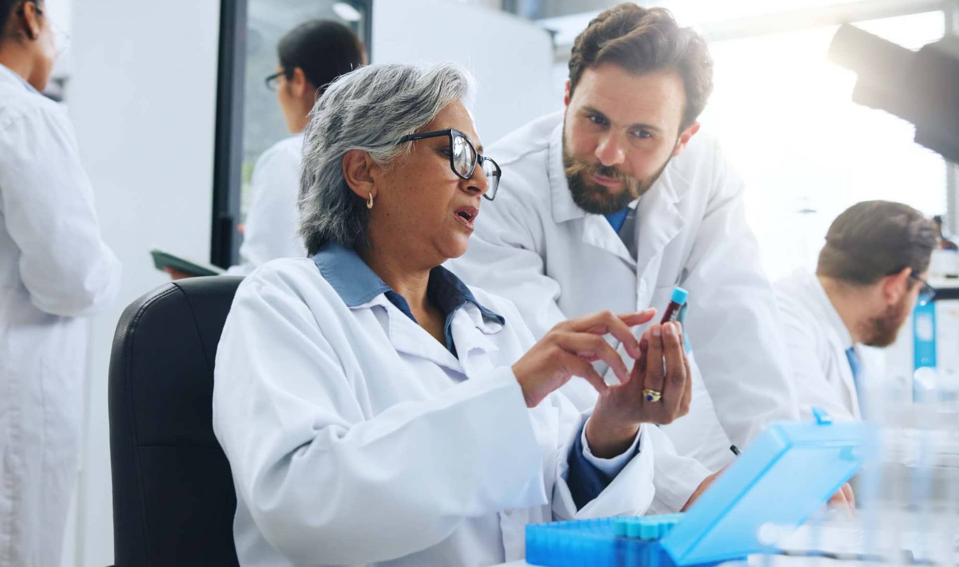 Researchers testing blood for cancer.