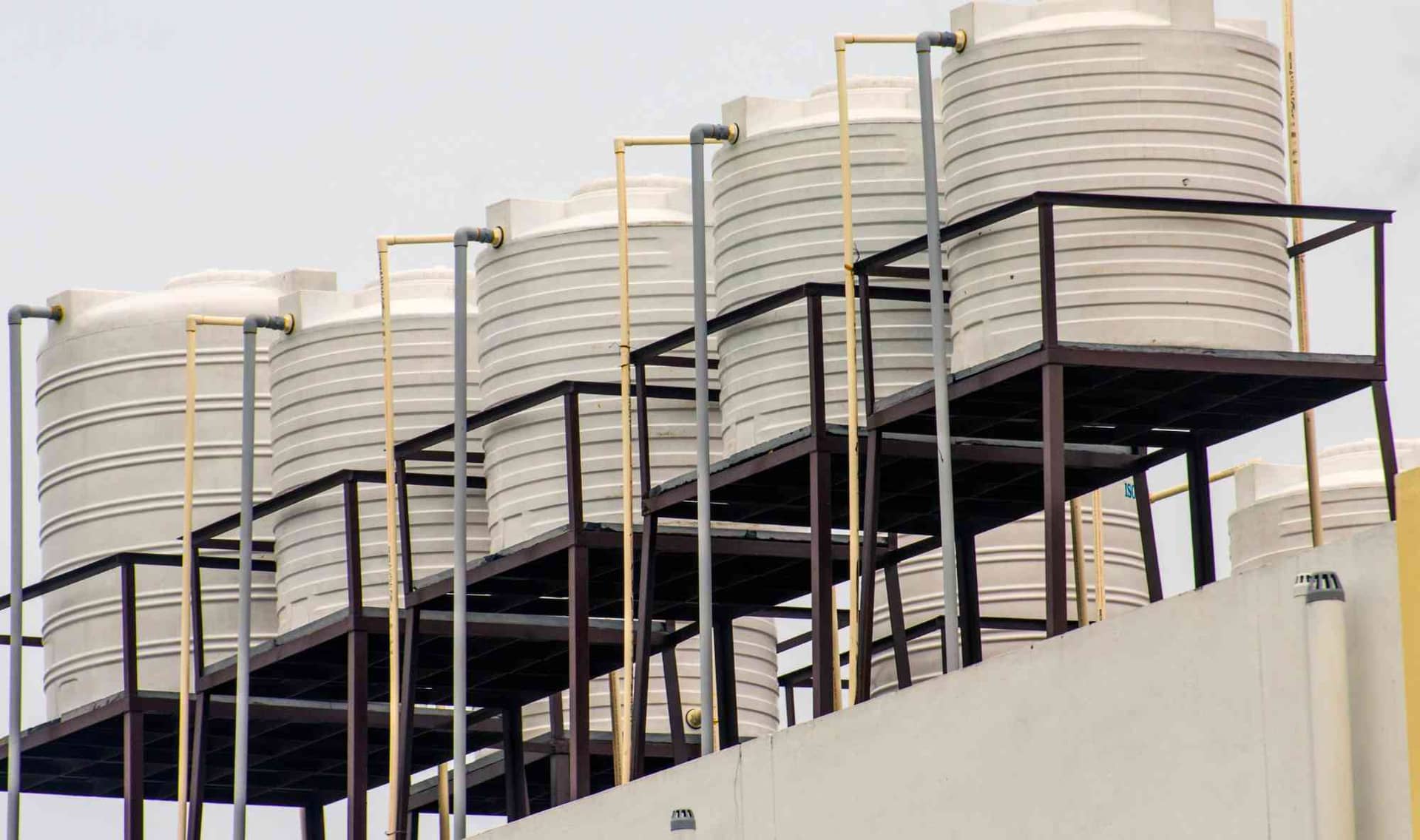 Rooftop rainwater collection tank.