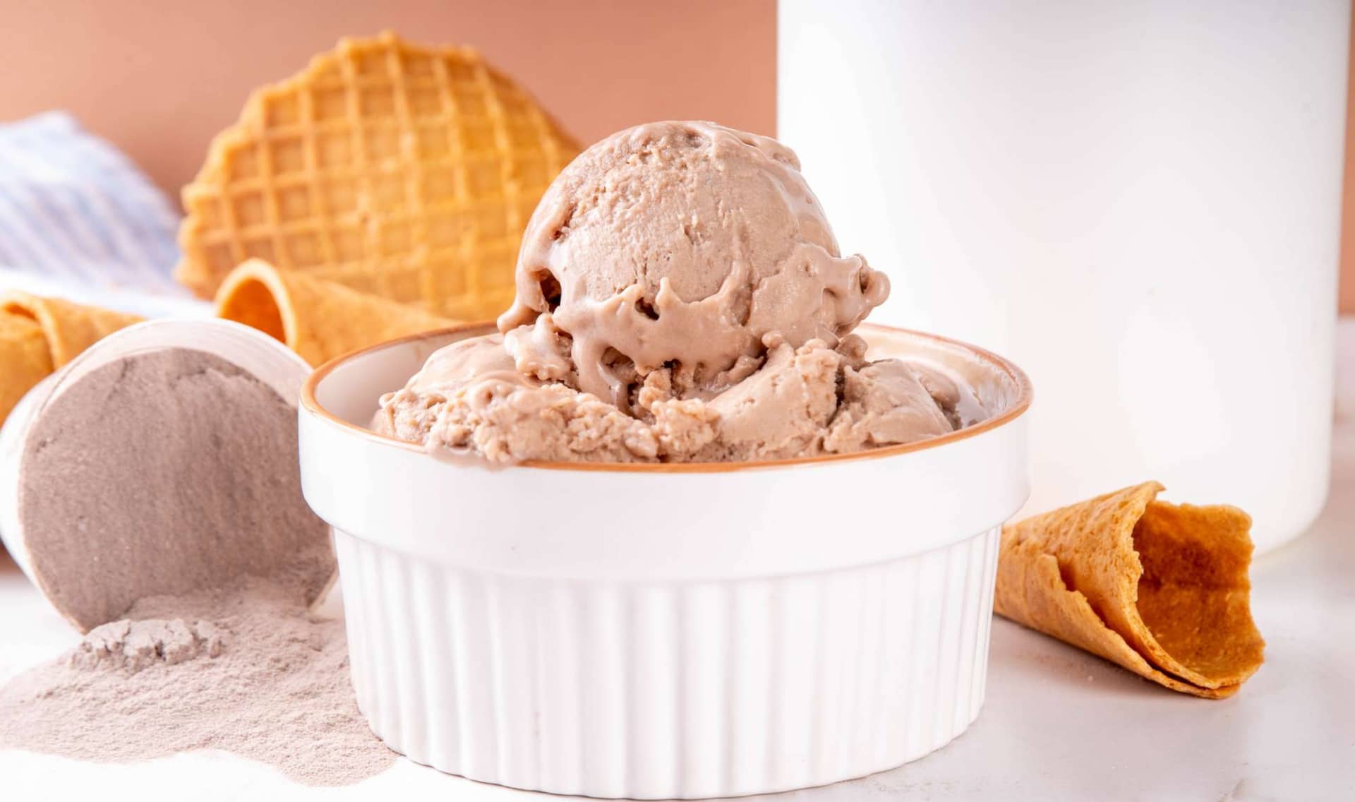 Ice cream in a bowl.