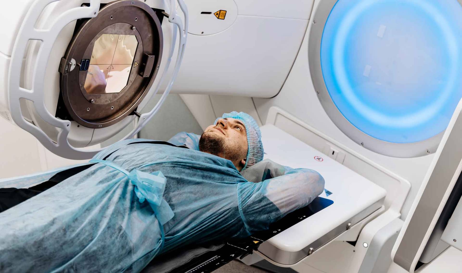 Man undergoing cancer treatment.