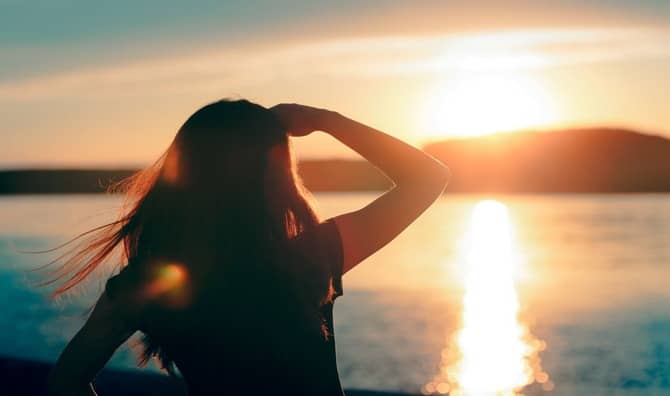 Hopeful woman looking towards the future.