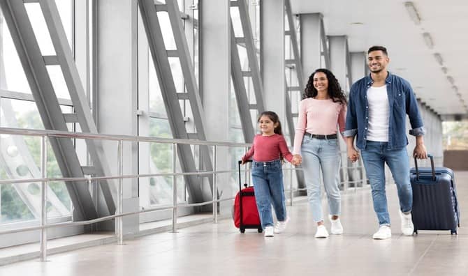 A family going on vacation.