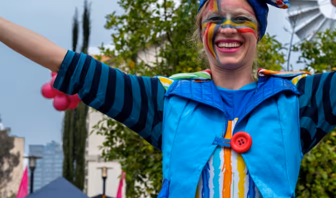 A woman celebrates Purim.