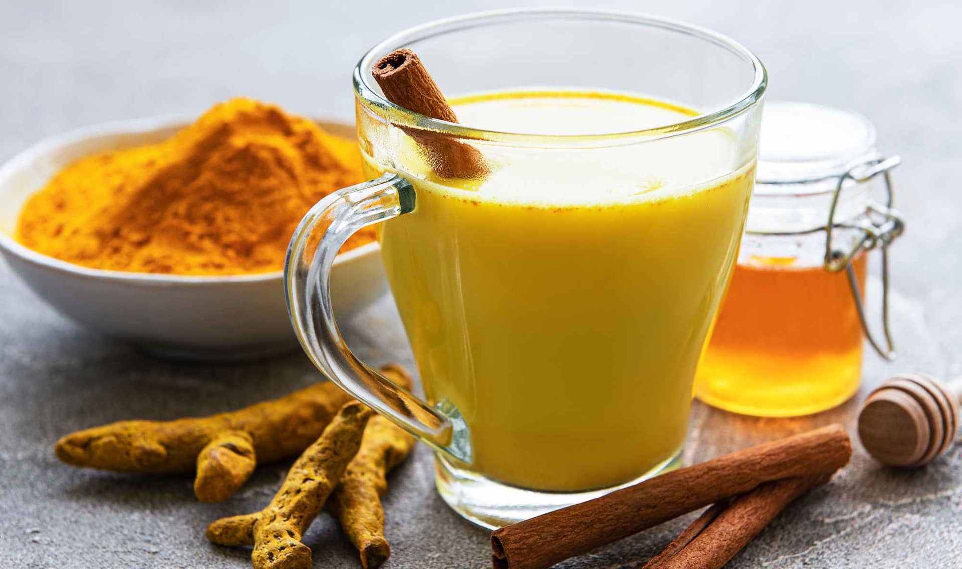 Yellow turmeric latte drink