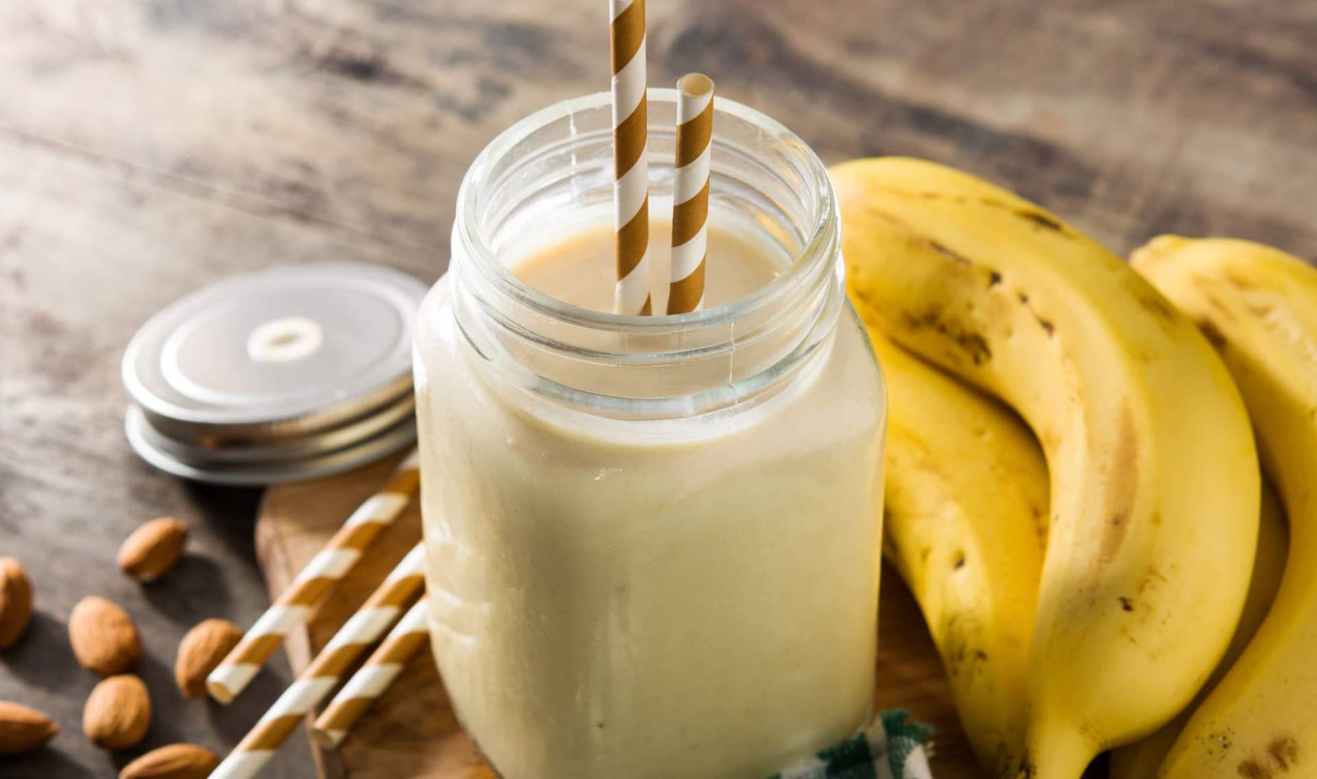 Banana and almond smoothie.