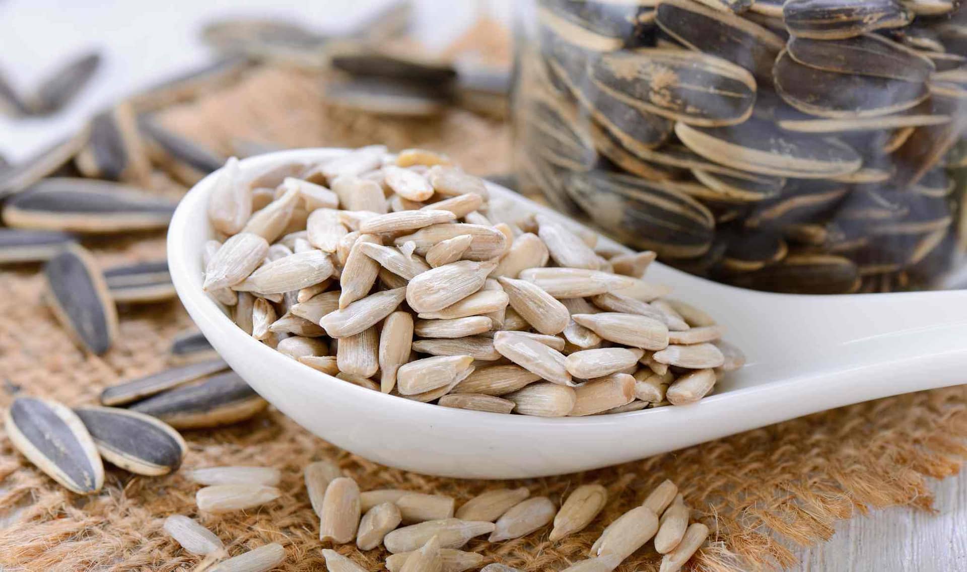 Sunflower seeds that have been peeled.