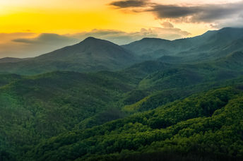 A composite picture showing the mountains of Tennessee in color and grey-scale