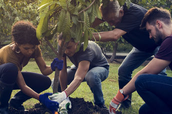 Volunteers donate their time to environmental causes.