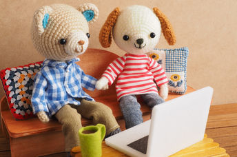 Cute amigurumi crocheted animals.