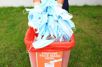 Disposable Face masks are recycled into building bricks.