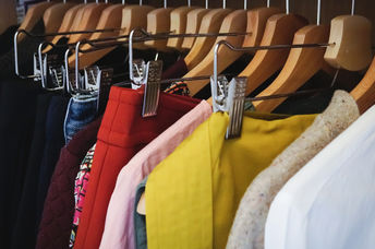 Woman organizing her closet