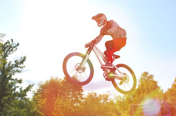 Tricks on a bicycle.