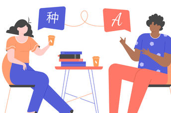 two people speaking different languages