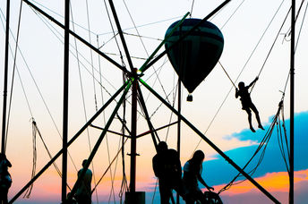 Balloon bungee jumping.