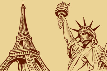 The Eiffel Tower and the Statue of Liberty.