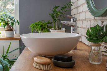 Bathroom filled with plants