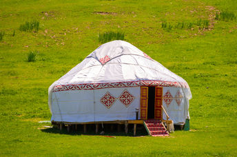 Mongolian yurt in the highlands.