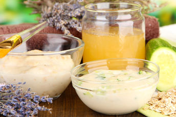 Natural ingredients for a homemade facial.