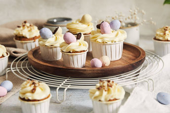 A delectable carrot cake dessert.