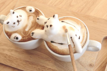 Coffee foam animals.