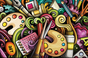 Various art supplies.