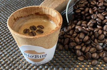 Coffee served in an edible cup.